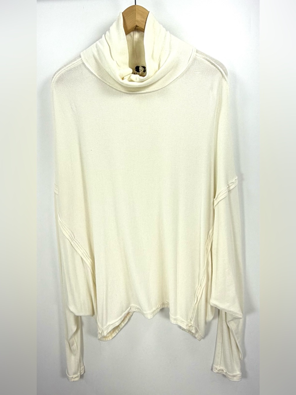 Free People We The Free Alameda Pullover M Ivory Oversized Turtleneck Top